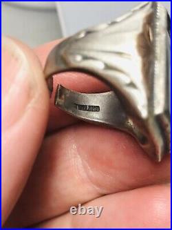 Vintage Sterling 10kt Gold Biker Ring Roman Intaglio Bikers Ring Size 8 As Is