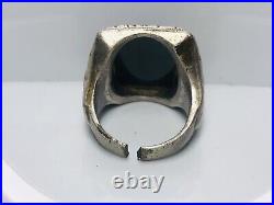 Vintage Sterling 10kt Gold Biker Ring Roman Intaglio Bikers Ring Size 8 As Is