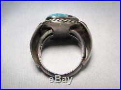 Vintage Sterling Mens Huge Old Pawn Navajo Morenci Turquoise Ring Sz 10 C489