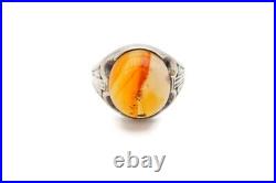 Vintage Sterling Silver 925 Agate Ring Size 10.75 Mens