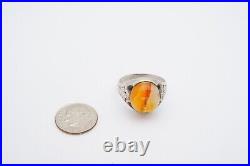 Vintage Sterling Silver 925 Agate Ring Size 10.75 Mens