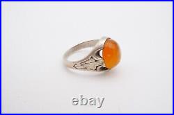 Vintage Sterling Silver 925 Agate Ring Size 10.75 Mens