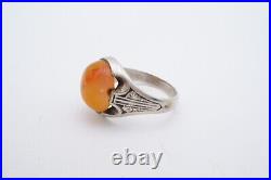 Vintage Sterling Silver 925 Agate Ring Size 10.75 Mens