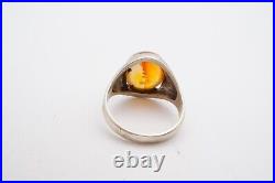 Vintage Sterling Silver 925 Agate Ring Size 10.75 Mens