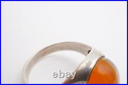 Vintage Sterling Silver 925 Agate Ring Size 10.75 Mens