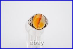 Vintage Sterling Silver 925 Agate Ring Size 10.75 Mens