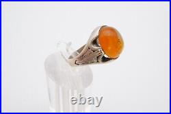 Vintage Sterling Silver 925 Agate Ring Size 10.75 Mens