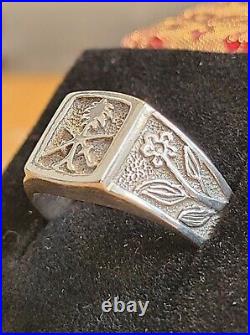 Vintage Sterling Silver 925 Men's Ring Handmade in Saudi Arabia Size 10 ¼