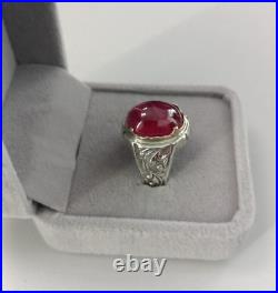 Vintage Sterling Silver Men's Ring With Red Stone