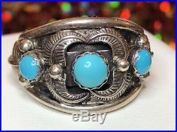 Vintage Sterling Silver Native American Turquoise Sleeping Beauty Ring Men's
