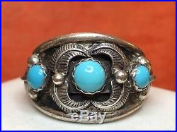 Vintage Sterling Silver Native American Turquoise Sleeping Beauty Ring Men's