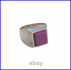 Vintage Sterling Silver Ring 12.5 Purple Mexico Avant Garde Modernist. 925 Men's