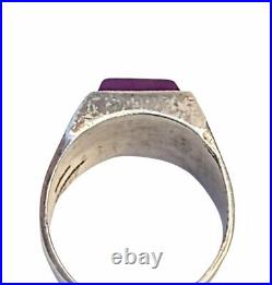 Vintage Sterling Silver Ring 12.5 Purple Mexico Avant Garde Modernist. 925 Men's