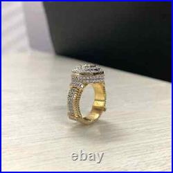 Vintage Style 2Ct Lab Created Diamond Men Engagement Ring 14K Yellow Gold Plated