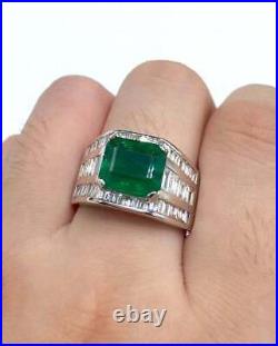 Vintage Style 2.19CT Simulated Green Wedding Engagement Men's Ring 925 Silver