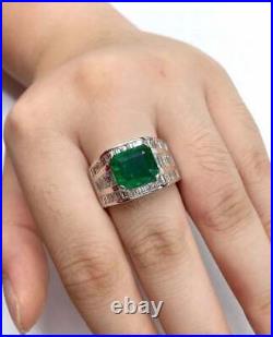 Vintage Style 2.19CT Simulated Green Wedding Engagement Men's Ring 925 Silver