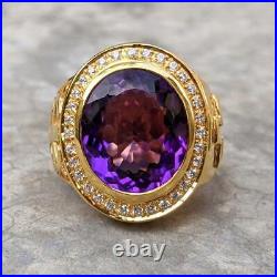 Vintage Style 2.50 CT Simulated Amethyst Wedding Men Ring 925 Sterling Silver