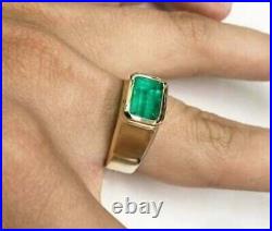 Vintage Style 3.20 Ct Lab-Grown Emerald Art Deco Antique Ring 14K Yellow Gold FN