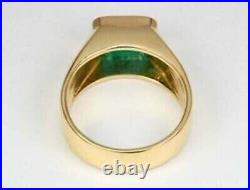 Vintage Style 3.20 Ct Lab-Grown Emerald Art Deco Antique Ring 14K Yellow Gold FN