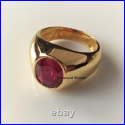 Vintage Style Solitaire Red Ruby 2.00CT Oval Cut Men's Pinky Ring 925 Silver