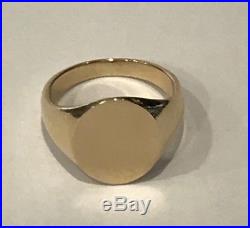 Vintage Tiffany & Co. 14K Yellow Gold Plain Oval Men's Signet Ring Size 9.75