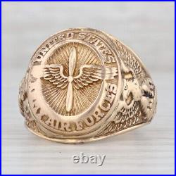 Vintage US Army Airforce Signet Ring 10k Yellow Gold Size 8.75