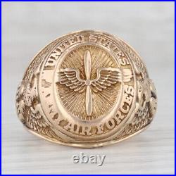 Vintage US Army Airforce Signet Ring 10k Yellow Gold Size 8.75