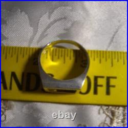 Vintage Unusual Square Cut Amethyst and Titanium Men's Ring size 13