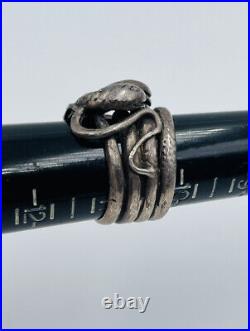 Vintage Unusual Sterling Silver Multi Snake Large Heavy Men's Ring Size 10.5