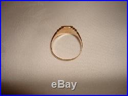 Vintage Very Old Custom Made 14k Gold Mens Signet Pinky Td Monogram Ring Size 11
