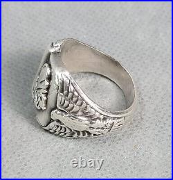 Vintage WWII Military NAVY SEA BEES Sterling MEN'S Ring EAGLE SCROLLING SIZE 11