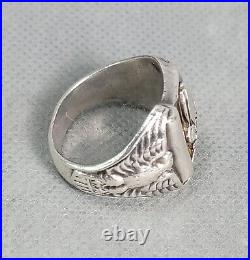 Vintage WWII Military NAVY SEA BEES Sterling MEN'S Ring EAGLE SCROLLING SIZE 11