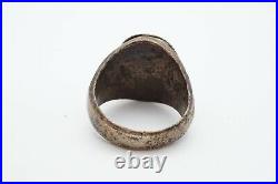 Vintage WWII United States Marines Sterling Silver Red Stone Mens Ring Size 11