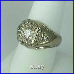 Vintage Wedding Men's Ring 14K White Gold 1.8Ct Simulated Diamond 14K White Gold