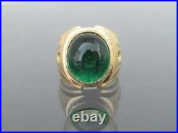 Vintage Yellow Gold Over 3.00 Ct Simulated Emerald Diamond Men's Ring Size