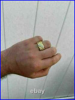 Vintage Yellow Gold Plated 1.00 Ct Lab Created Diamond Wedding Men's Pinky Ring