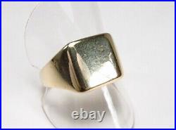 Vintage Zales Jewelers JTC 14K Gold Blank Engravable Signet Oxford Ring Sz 9.75