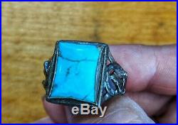 Vintage circa 1960 TURQUOISE Sterling Silver JP MEN'S RING size 11 Unisex
