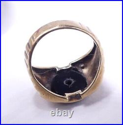 Vintage marked 10K yellow gold men's black onyx signet ring size 9