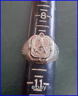 Vintage masonic 14k white gold flip ring Greek warrior size 9.5 mason 9 grams