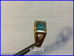 Vintage men fancy gift14k gold diamond Colombian emerald ringSize10Free Ship