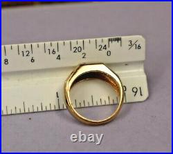 Vintage men's 14K yellow gold natural blue sapphire diamond ring sz 8
