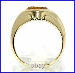 Vintage men's 4.60CT orange sapphire pinky ring 14K YG oval solitaire sz 6.75
