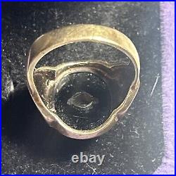 Vintage men's black onyx ring 10k with. 25 diamond size 9 6.1g