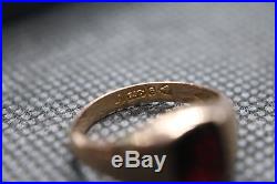 Vintage mens 9ct rose gold garnet signet ring size m 1/2 2.2 grams