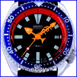 Vintage mens SEIKO diver 7002 FISH-BONE mod withall ORANGE Hand Set & Chapter Ring