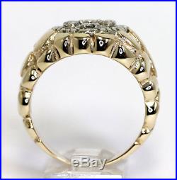 Vintage mens diamond nugget ring 14K gold round brilliant. 95CT 14.2 GM sz 9 3/4