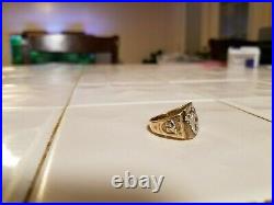 Vintage mens gold shriners ring 14 kt yellow gold with white gold in lay size 8