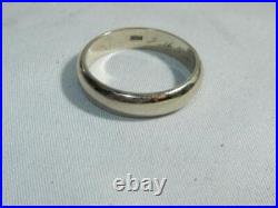 Vintage white 14K gold wedding ring band 5 mm thick size 10.5