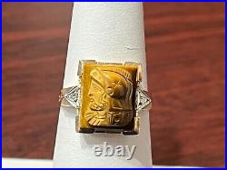 Vtg. 10K Yellow Gold Tiger Eye Roman Soldier Ring Size 6.25 3.3 Grams